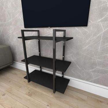 Imagem de Rack estilo industrial aço cor preto prateleiras 30 cm cor preto model