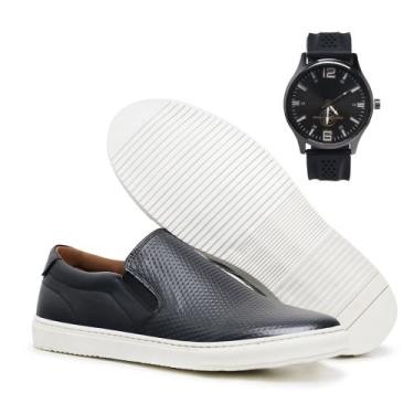 Imagem de Sapatenis Mocassim Iate Slip On Masculino Couro Legitimo Facil de Calç