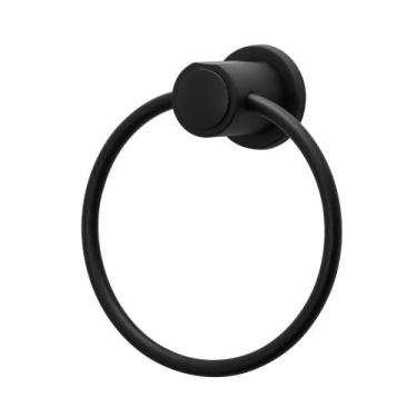 Imagem de Porta Toalha De Rosto Argola Suporte Banheiro Preto Metal - TFC