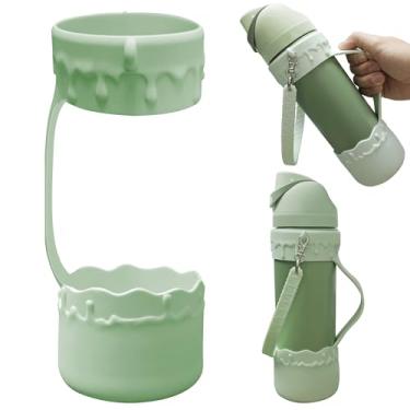 Imagem de Bota de silicone com alça para garrafa de água Owala 680 g, protetor de manga com alça para garrafa de água Owala Freesip 680 g, capa protetora completa sem arranhões, para corrida, bicicleta, corrida