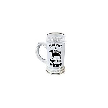 Imagem de Canecas de cerâmica para manchas de cerveja I Just want to drink & Pet my Wiener 650 ml