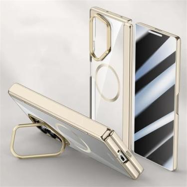 Imagem de Capas magnéticas para Samsung Galaxy Z Fold6 Capa galvanoplastia mola dobradiça suporte de lente, ouro anti, peep film, para Galaxy Z Fold6