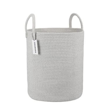 Imagem de Cesto de Roupa Suja XUANGUO - Corda de Algodão - Cinza Claro