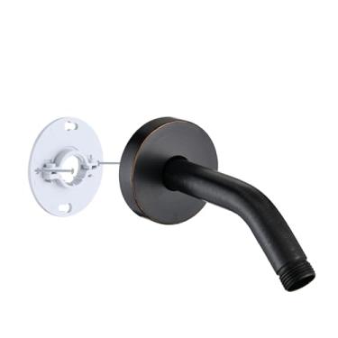 Imagem de RAINREVIVE Braço de chuveiro de 15 cm com flange e suporte estabilizador, braço de tubo de chuveiro montado na parede aço inoxidável 304 para chuveiro fixo e chuveiro de mão, bronze polido a óleo