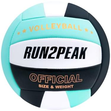 Imagem de RUN2PEAK Bola de vôlei para ambientes internos e externos, praia, piscina, jogos, bolas de vôlei para time adulto, masculino, iniciantes, prática de treinamento, bola de vôlei, tamanho oficial 5, azul