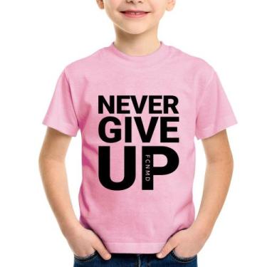 Imagem de Camiseta Infantil Never give up - Foca na Moda, Rosa bebê, 6