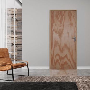 Imagem de Kit Porta de Madeira 210x60cm Batente 11cm Fechadura Alavanca Rodam