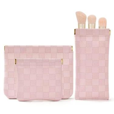 Imagem de Conjunto de bolsa de maquiagem MZLUWM de couro impermeável com estojo 