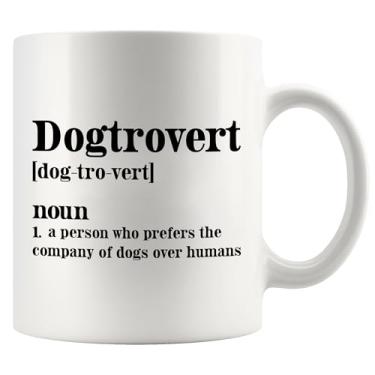 Imagem de Dogtrovert Definition Dog Lover Gifts Pet Lover Namorada Irmã Irmão Mãe Pai Novidade Copos Caneca Cerâmica 325 ml Branco