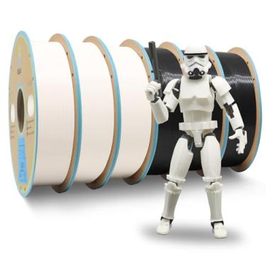 Imagem de Yousu Pla 6 * 1 Kg, Pacote De Filamentos Para Impressora 3D, 1,75 Mm, Impressão Com A Maioria Das Impressoras Fdm, Kg (12,12 Libras), Carretel Embalagem, Precisão +/- 0,02 Preto E Branco
