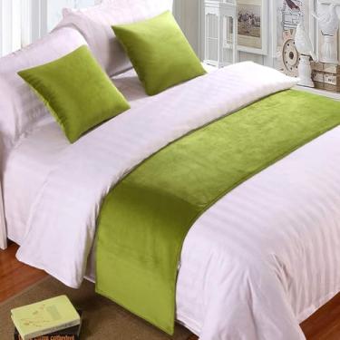 Imagem de Cachecol de corredor de cama de hotel luxuoso veludo cor sólida decoração moderna mantas de cama para pé da cama quarto protetor de cama sem desbotamento toalha de cama verde 1||solteiro 50 x 179 cm