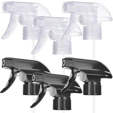 Imagem de Pacote com 6 bicos de reposição para frascos de spray, tampas universais, pulverizador de névoa e fluxo para frascos de 473 ml, 680 g 947 ml, parte de cabeça de névoa com tubo de 10,2 polegadas para