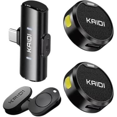 Imagem de Microfone de Lapela Sem Fio Compátivel Iphone 15/16 e Android USB C Smartphone Tablet Mini Microfone Para Celular Microfone Clip-on Para Gravação Vídeo Podcast YouTube Live Streaming Premium