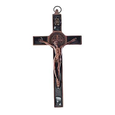 Imagem de YQSDG Cruz católica Crucifixo de parede Jesus Cristo INRI 19,5 x 9,5 cm Cruz de parede para decoração de casa Cruz de parede