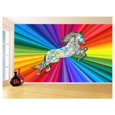 Imagem de Papel De Parede 3D Animais Pop Art Cavalo Cores 3,5M Pxa316 - Você Dec