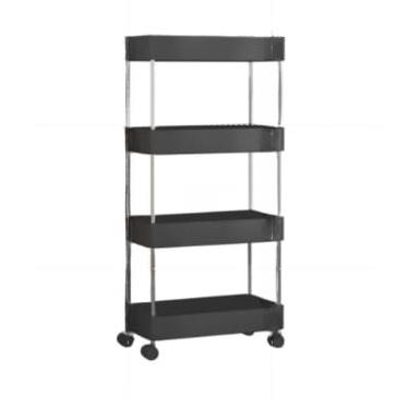 Imagem de Carrinho Organizador Móvel Com 4 Prateleiras Para Diversos Itens Com Rodinha(PRETO,KIT 3 CARRINHOS P+M+G)