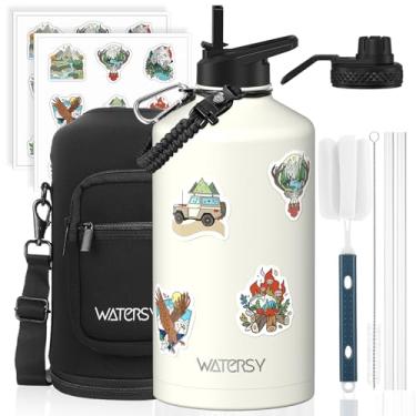 Imagem de Garrafa de água de 1 galão isolada (fria por 48 horas), livre de BPA e à prova de vazamento, jarro de água de aço inoxidável de 3,628 g, garrafa de água grande com tampa de bico de canudo para