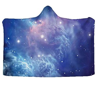 Imagem de Cobertor infantil com capuz do espaço sideral, nebulosa do espaço sideral na galáxia com aglomerados de estrelas, arte de astronomia misteriosa, capa de viagem de sofá para escola, capa de viagem em