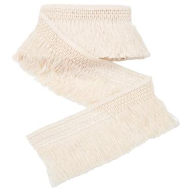 Imagem de PLIGREAT Acabamento de franja de borla de algodão branco, 11 cm de largura, fitas de borla de fibra de renda vintage para roupas, cortina, vestido, artesanato, decoração de casa