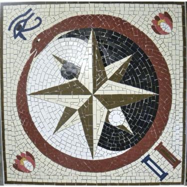 Imagem de Piso Maçom Em Mosaico Ii Feito Com Cerâmicas E Porcelanas Tamanho 150cm