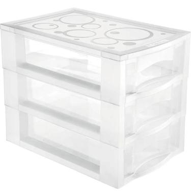 Imagem de Mini Gaveteiro Para Organizar Transparente 3 Gavetas Maquiag