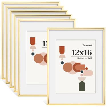 Imagem de Conjunto de 6 porta-retratos Fun Memories 12x16 em ouro com acrílico