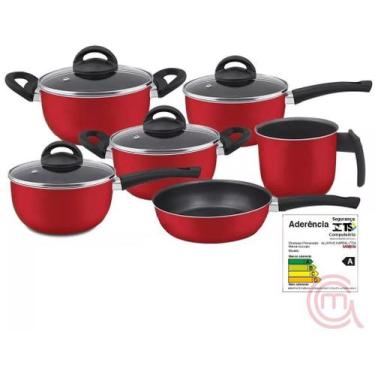 Imagem de Conjunto de panelas antiaderente 6 peças marpal, Vermelho