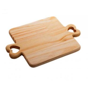 Imagem de Tabua Retangular de Madeira Pinus 30 cm com Alça de Coração - Rojemac