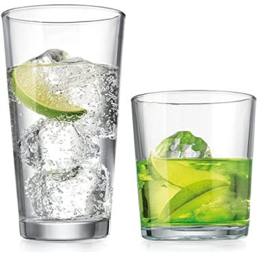 Imagem de Glaver's Conjunto de copos com 12 peças. 6 copos Highball e 6 copos de uísque DOF. Copos de vidro de cozinha de 482 ml de altura e copos de pedras de 368 g clássicos