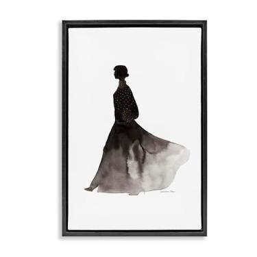 Imagem de Stupell Industries Capa de parede com silhueta dourada emoldurada preta flutuante design de arte de parede por Simone Elum, 25 x 17