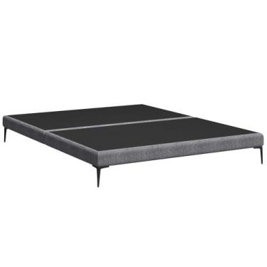 Imagem de Cama King Base Box 193cm Pés de Ferro Susano Linho Prata Z04 - Mpozena