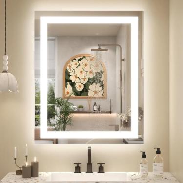 Imagem de Espelho de banheiro LED ODDSAN 30 x 36 cm com luzes, antiembaçante