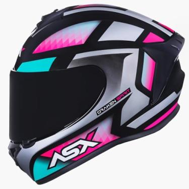 Imagem de Capacete Feminino Fechado Asx Draken Spirit Prata Rosa Moto (60)
