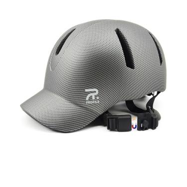 Imagem de FROFILE Capacete De Bicicleta Para Homens E Mulheres Adultos - Fivela Magnética, Estilo Boné Beisebol, Com Viseira (22-24 Pol./ 56-61 Cm, Padrão Fibra Carbono Cinza)