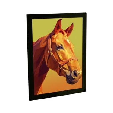 Imagem de Quadro Decorativo Cavalo Ilustração Poligonal Marrom Decoração Poster Quarto Sala