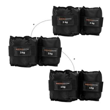 Imagem de Kit Par De Caneleiras 1 2 E 3kg Tornozeleira De Peso Academia Profisional Treino Funcional