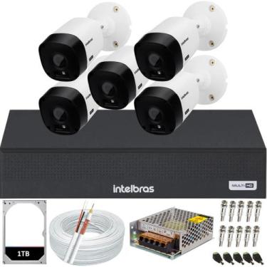 Imagem de Kit 5 Câmeras de Segurança Intelbras Bullet vhl 1120b Dvr 8 canais Hd 