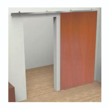 Imagem de Kit Porta de Correr Nogal Mel com Trilho Facility Mapaf, 210X82 CM