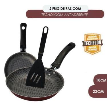 Imagem de Kit 02 Frigideiras Vermelha Panelas Antiaderente + Espátula - Alegrete