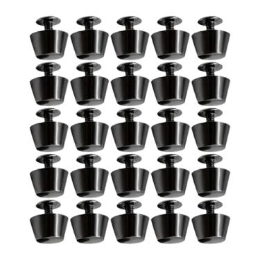 Imagem de MotiveTech 25x 12mm Parafusos Rebites Redondos Tacha Plana Cabeça de Prego Fácil de Instalar Liga Cabeça de Prego Rebites para Projetos DIY Cinto Chapéus Bolsa, Black a