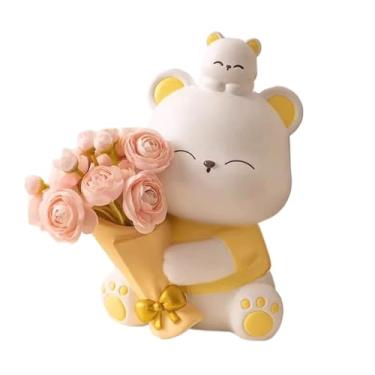 Imagem de hezhuhe2258 Ornamentos de mesa ornamento de mesa foyer sala de estar armário de TV decoração nicho presente de inauguração adequado para estudo, escritório (amarelo)