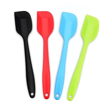 Imagem de bepisof Conjunto de 4 espátulas de borracha, panelas antiaderentes, com núcleo de aço inoxidável, espátulas para reposteria, espátula sem costura para utensílios de cozinha de creme/bolo (28 cm)