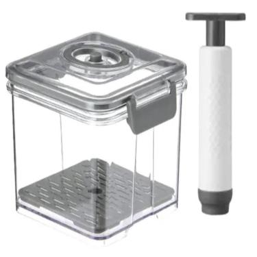 Imagem de Pote Hermetico Com Bomba Vacuo Succao Vasilha Vedacao Inteligente Geladeira Cozinha