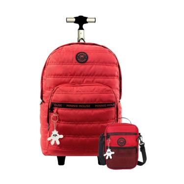 Imagem de Kit Escolar Mochila De Rodas+Lancheira Vermelho Minnie Mouse