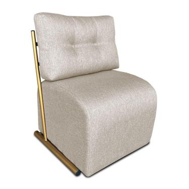 Imagem de Poltrona Luxo Aurora Linho Bege Base De Ferro Dourado - Pallazio