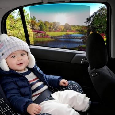 Imagem de Spurtar 2 peças de persiana de janela de carro para bloqueio de raios UV e brilho de carro protetor solar bebê criança animal de estimação, persianas roláveis para janelas ficam ligadas, persianas de