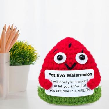 Imagem de Presente engraçado feito à mão para decoração de mesa de melancia, melancia para mulheres, suporte emocional, mini melancia tricô, presente inspirador de saúde mental para melhor amiga, colega, irmã