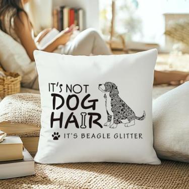 Imagem de Capas de almofada Beagle Gifts 18x18, It's Not Dog Hair It's Beagle Glitter Funny Dog Throw Capas de almofada para decoração de casa, quarto, sala de estar