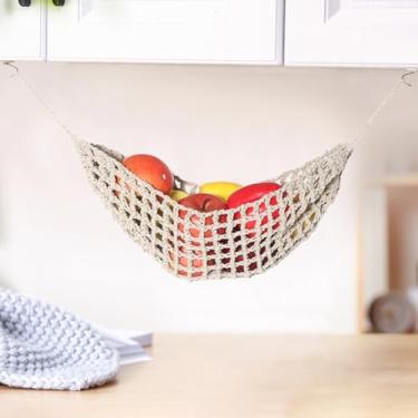 Imagem de Cesta de armazenamento para pendurar na parede de corda de algodão versátil para frutas montadas na parede