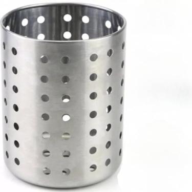 Imagem de Porta Talheres de Cozinha Inox Organizador Moderno e Escorredor Redondo para Bancada e Gaveta(Inox 12cm 4570)